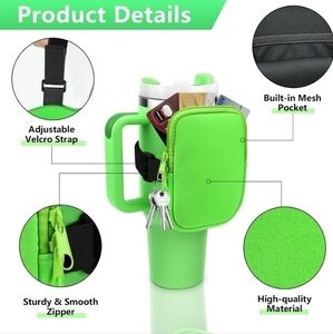 Water Bottle/Tumbler Pouch with‎ Zipper Green